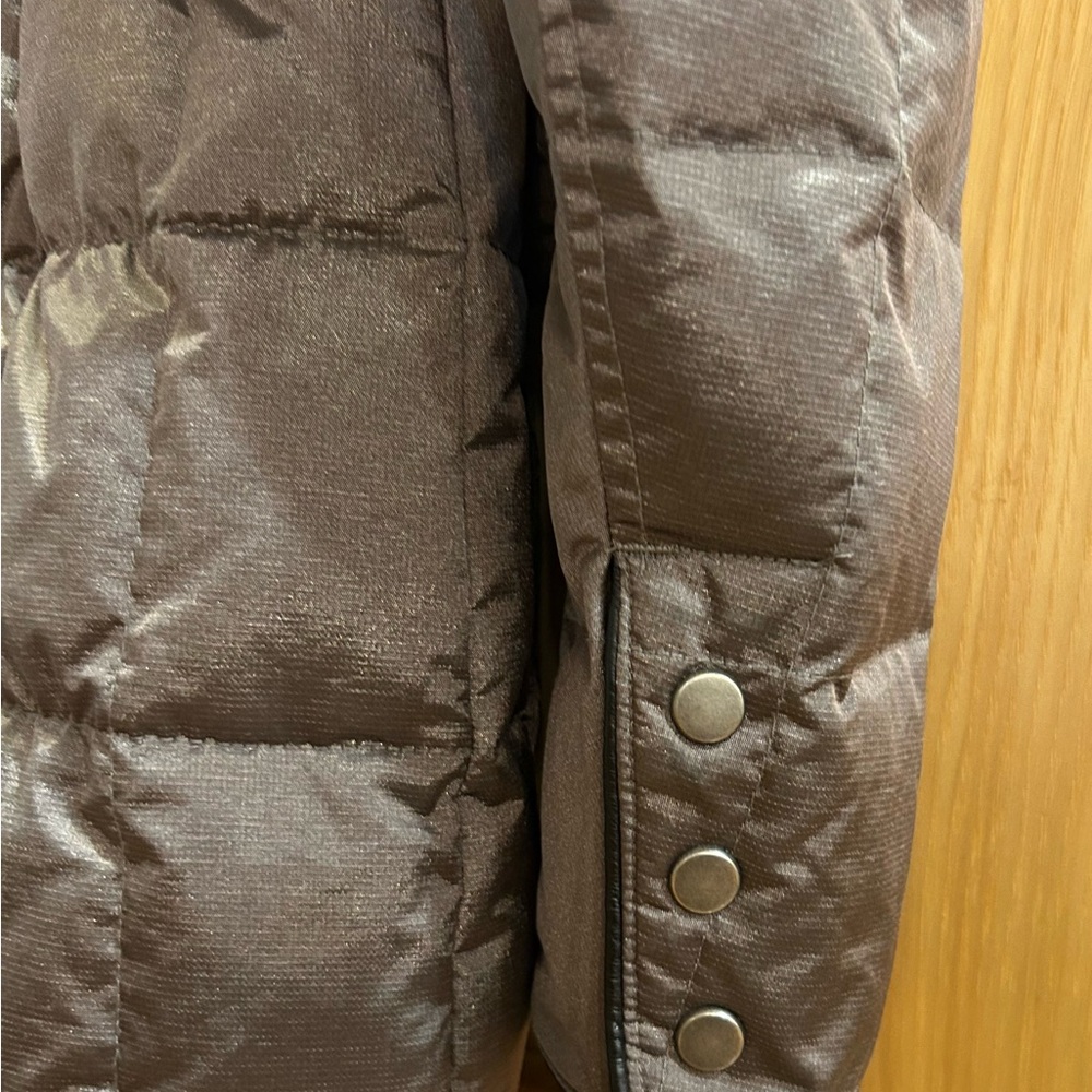 Eddie Bauer Brownish/Gray Puffer Jacket with Faux Fur Hood - Picture 5 of 12